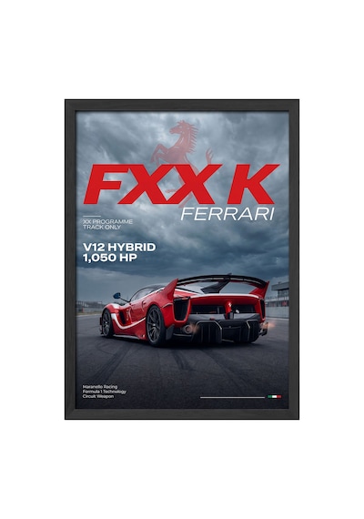 Ferrari Fxx-k Siyah Ahşap Çerçeveli Poster, Dekoratif Araba Duvar Tablosu