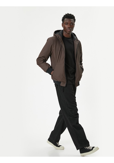 Koton Mevsimlik Ceket Slim Fit Fermuarlı Kahverengi 5wam20067hw Kahve Kahverengi