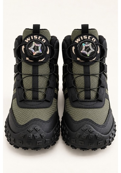 Muggo Torky Bağcık Ayar Mekanizmalı Kalın Taban Unisex Çocuk Günlük Outdoor Trekking Bot Haki
