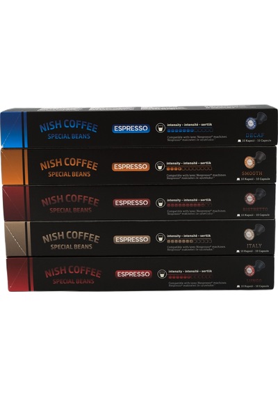 Nish Coffee Lungo Italy Risteretto Smooth Decaf Kapsül Kahve 5'li Set