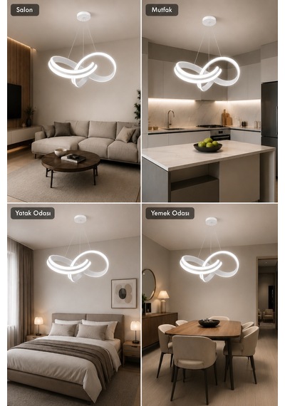 AvizeGO Arona Led Sarkıt Avize 3 Renk Kumandalı Beyaz