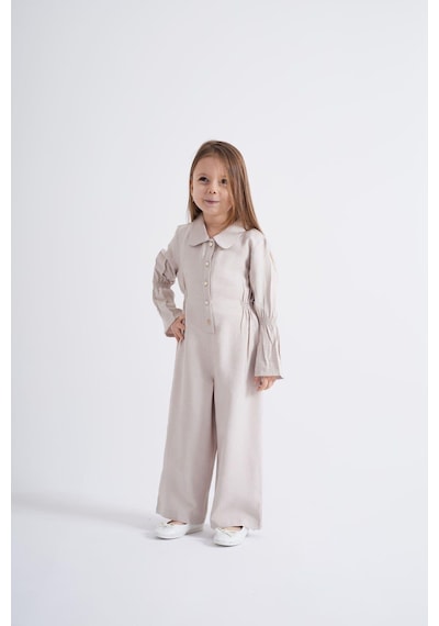 Oliven The Kid Oliventhekid Bej Lastikli Kız Çocuk Tulum Bej Bej
