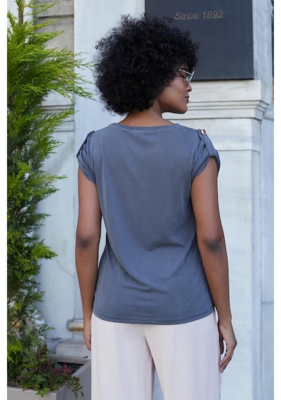 Jument Kadın Modal Penye Geniş Sıfır Yaka Düşük Omuzlu Apoletli Kısa Kol T-shirt Bluz-antrasit Antrasit Jument Kadın Modal Penye Geniş Sıfır Yaka Düşük Omuzlu Apoletli Kısa Kol T-shirt Bluz-antrasit Antrasit