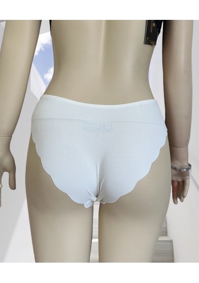 Mikro Lazer Kaşkorse Fitilli Kumaş Normal Bel Dikişsiz Slip/külot Ekru