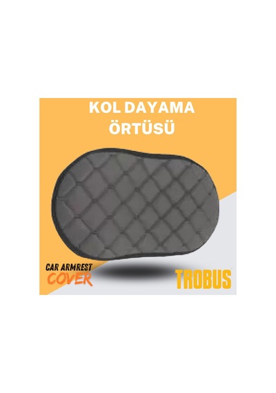 Her Araca Uyumlu Gri Suni Deri Gri Dikişli Kol Dayama Örtüsü