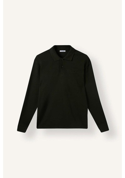 Defacto Regular Fit Düğmeli Polo Yaka Basic Sweatshirt I2039ax26wnkh538 Haki-kh538