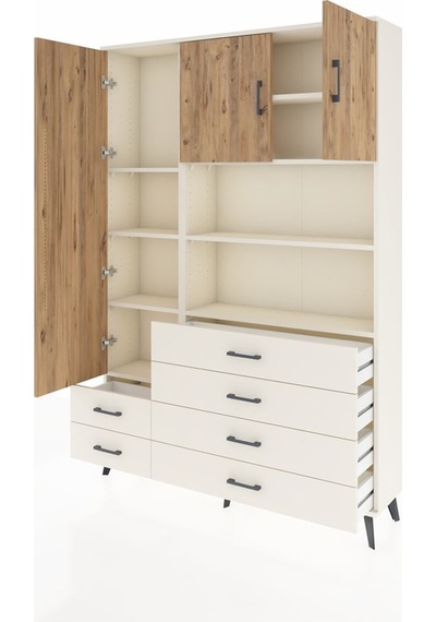 Arges Dolap 8 Raflı 6 Çekmeceli 3 Kapaklı 132x30x195 Aytaşı-ç... Aytaşı