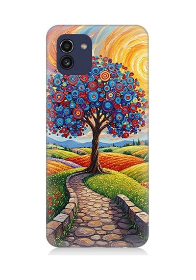 Samsung Galaxy A03 Uyumlu Masalsı Renkli Yolculuk Ağacı Desenli Silikon Kılıf Çok Renkli