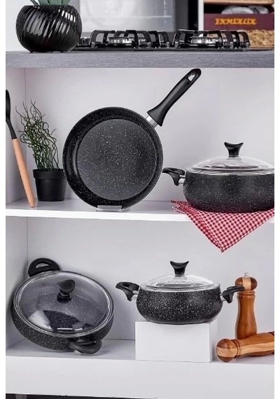 Taç Mastercook Tombik 7 Parça Seti Siyah Gümüş