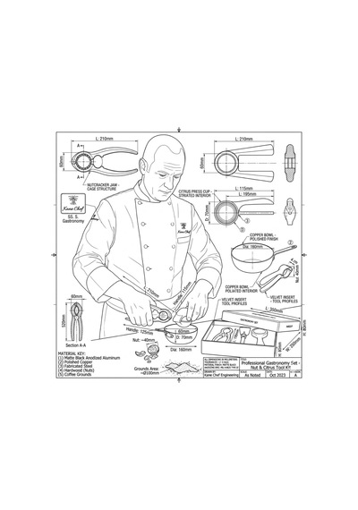 Deinhaus Chef Gastronomy Set, Mat Siyah Eloksal Döküm, Fındıkkıran Ve Narenciye Sıkacağı, Profesyonel Mutfak Seti