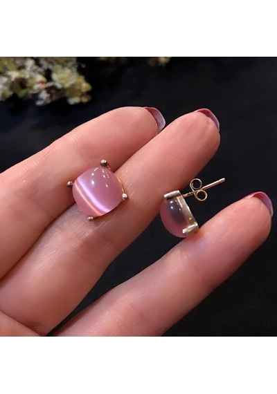 STELA KEDİ GÖZÜ KÜPE (PEMBE)
