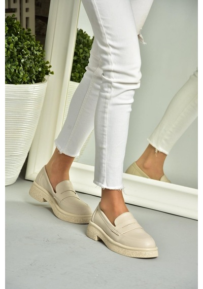 Fox Shoes S996310009 Bej Kalın Tabanlı Günlük Kadın Ayakkabı Bej