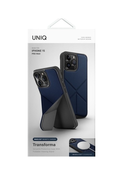 Apple Uyumlu iPhone 15 Pro Max Kılıf Transforma Serisi Magsafe Özellikli Magclick 3 Farklı İzleme Açısı Blue
