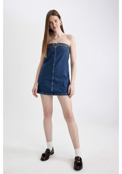 Defacto Fashion Fit Straplez  Jean Mini Elbise C5658AX24SPNM34