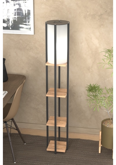 Yıldızlı Raflı Kitaplıklı Atlantik Çam Lambader 4001a Metal