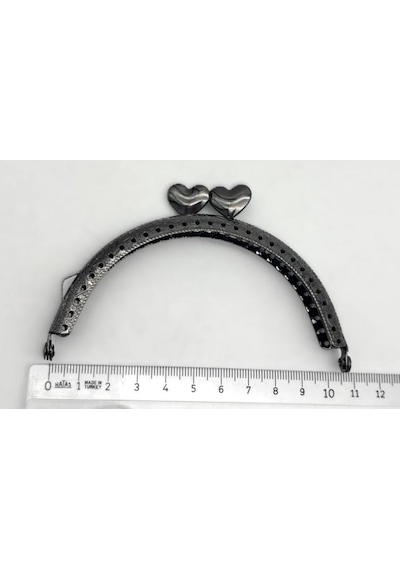 Angel Çanta Aksesuar 10.5 Cm Oval Cüzdan Klipsi Cüzdan Bursu Füme Renk Kalpli Model Diğer