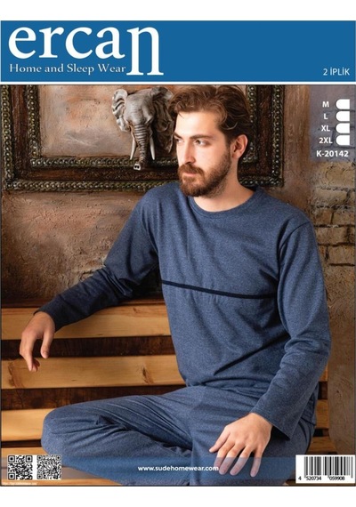 Ercan K-20142 Erkek 2 İplik Pijama Takım Gri