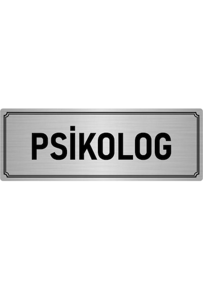 Metal Yönlendirme Levhası, Departman Kapı İsimliği Psikolog 7x20 cm Gümüş Renk