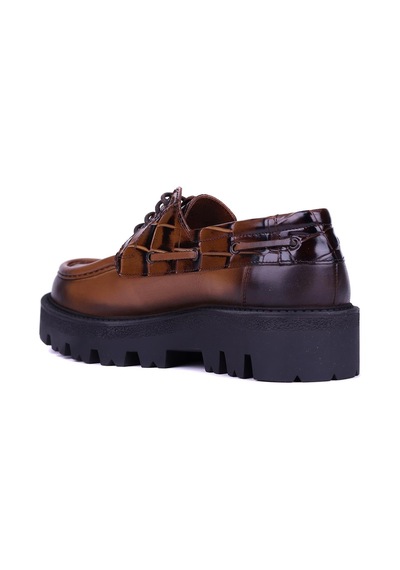Shoetyle - Taba Hakiki Deri Bağcıklı Erkek Günlük Ayakkabı 115-k512-1371 Taba
