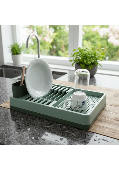 Deconox Aqua Gri Tezgah Üstü Bulaşıklık - 42x26x12 Cm Pratik Taba