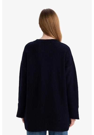 Defacto Loose Fit Bisiklet Yaka Triko Kazak Tunik F4547ax25wnnv105 Lacivert-nv105