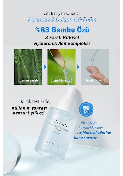 Luvum Bambu Özü ve Bitkisel Hyalüronik Asit İçeren Hipoalerjenik Yoğun Nemlendirici Luvum Bamboo Serum