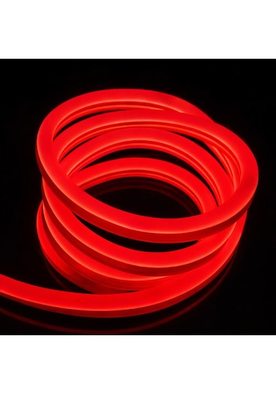 Neon Şerit Led 220 Volt Esnek Silikonlu Aydınlatma + Fiş Dahil 4mt-kırmızı Kırmızı