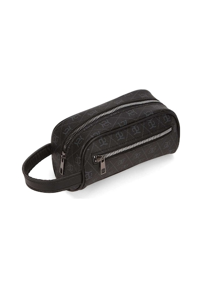 Vıatox Np- 2213 Mini Erkek Vegan Deri Portföy Clutch Traş Kozmetik Bakım Ve Günlük El Çantası Baskılı Siyah
