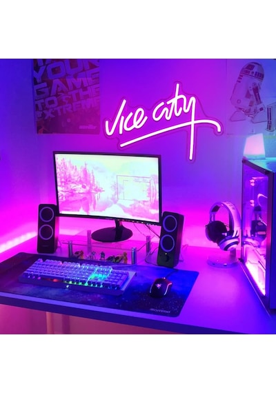 Pıloyınde Gta Neon Tabela, Vice City Neon Tabela, Gta Led Levha, Oyun Dekorasyonu, Duvar Dekorasyonu, Oyun Odası İçin Diğer