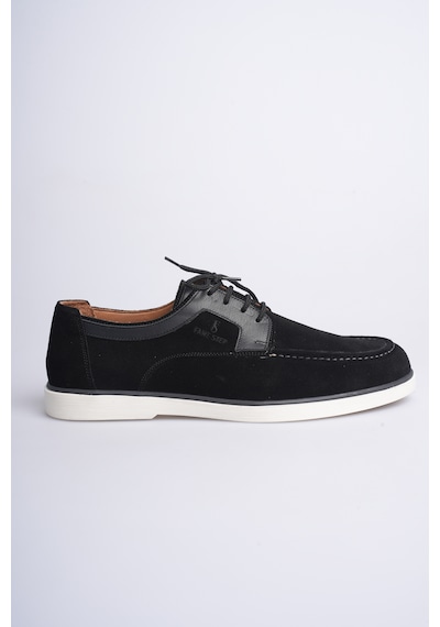 Fame Step Hakiki Deri Erkek Loafer Ayakkabı Casual Süet Günlük Rahat Bağcıklı Model Ravenna siyah