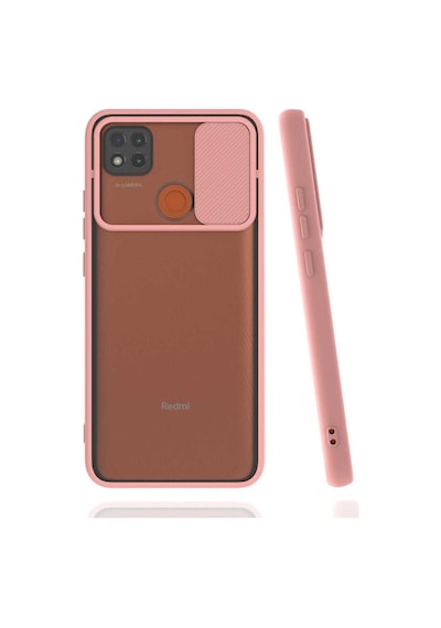 Kilifone - Xiaomi Uyumlu Redmi 9c - Kılıf Slayt Sürgülü Arkası Buzlu Lensi Kapak - Pembe Açık
