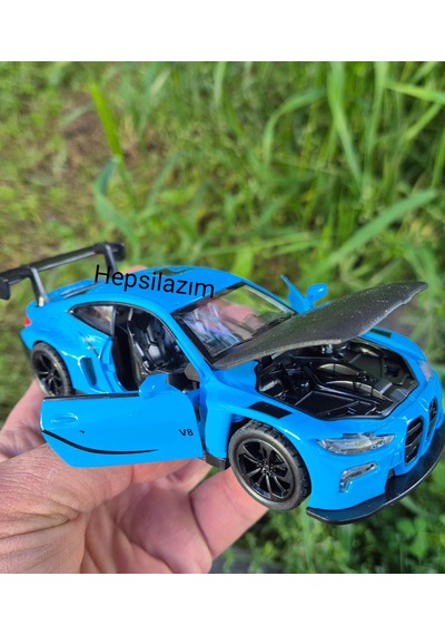 Oyuncak Spor Araba 14 Cm Metal Diecast Model Çek Bırak Açılır Kapı Bmw M4 Gt3 Competition Mavi