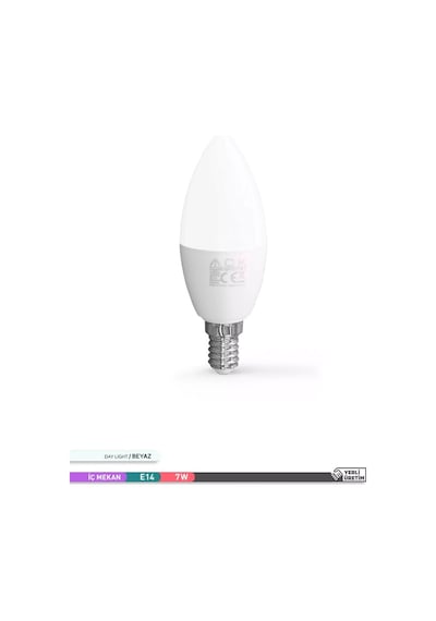 ACK LED Mum Ampul 6500K Beyaz Işık 220V 7W E14