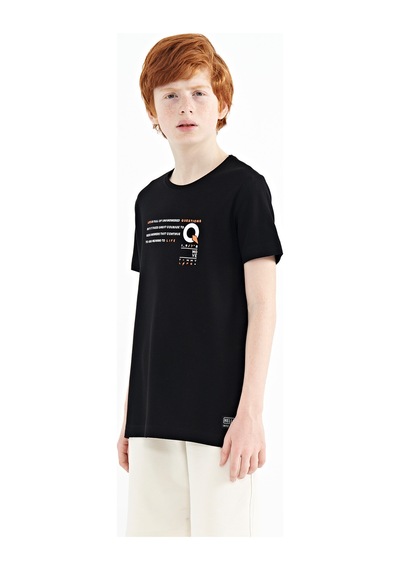 Tommylife Tommy Life Siyah Baskı Detaylı O Yaka Standart Kalıp Erkek Çocuk T-shirt - 11145 Siyah