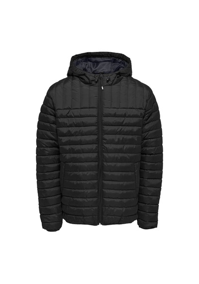 Jack & Jones Only & Sons Erkek Siyah Paul Quilted Hood Kapüşonlu Mont 22015121-blk
