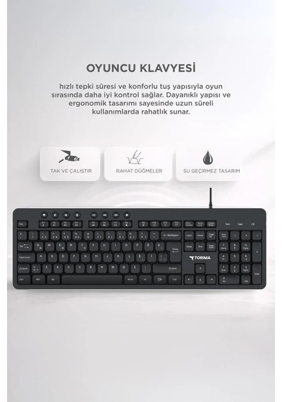 Yazışma Aracı Oyun Ekipmanı Hobi Gereci Oyuncu Klavyesi Kablolu Multiedya Q Klavye Tk07 Siyah