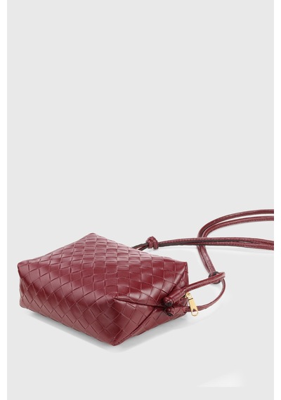 Housebags Bordo Örgü Detaylı Çapraz Askılı Çanta 260 Bordo