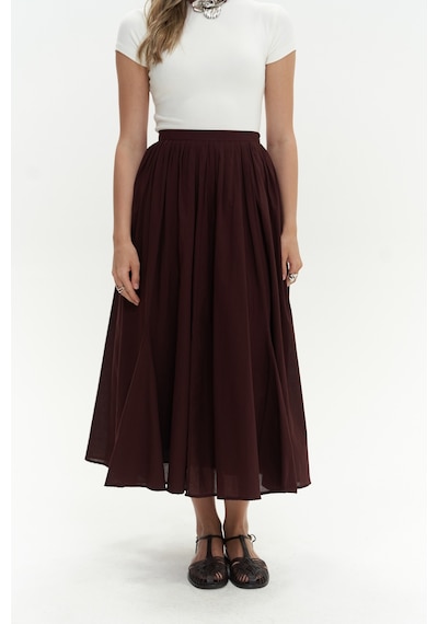 Mai Collection Mai Studios Co. Amaya Bilek Hizasında Pileli Bordo Etek Bordo