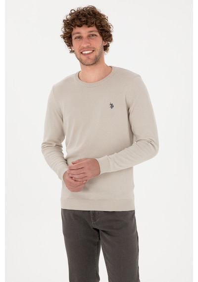 U.S. Polo Assn.  Erkek Slim Fit Bisiklet Yaka Taş Basic Kazak 50313713-VR049