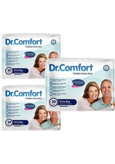 Dr. Comfort Belbantlı Medium Orta Boy Hasta Bezi 90 Adet 3x30 Paket M