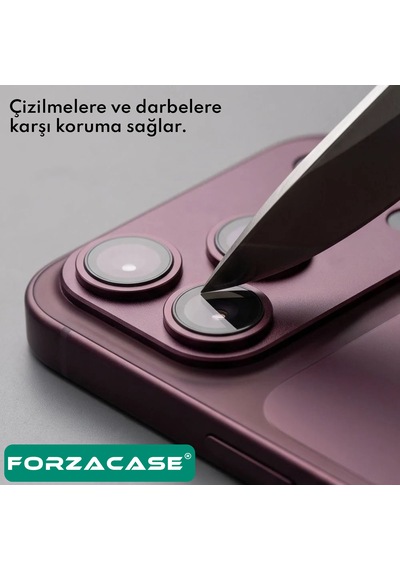 Forzacase İphone 18 Pro Max İle Uyumlu Tam Kaplayan Çerçeveli Kamera Lens Koruyucu - Fc1265 Burgonya