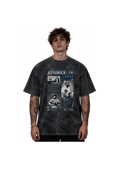 Kendrick Lamar Rapper Şarkıcı Baskılı Unisex Oversize Vintage Ret Siyah