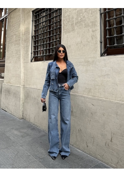 Out Of Standart Kadın Straight Leg Normal Bel Düz Paça Jean Pantolon İce Blue