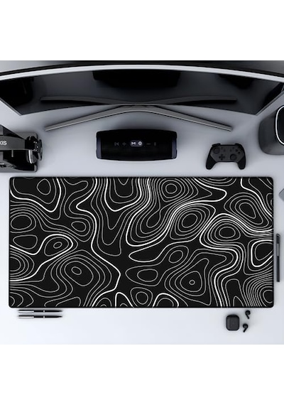 Minesk 90x40 Cm Xxl Gaming Mouse Pad High Density Hybrid Kumaş Kaymaz Taban Yüksek Çözünürlüklü Baskı Fare Altlığı Oyuncu Mousepad Siyah İzohips