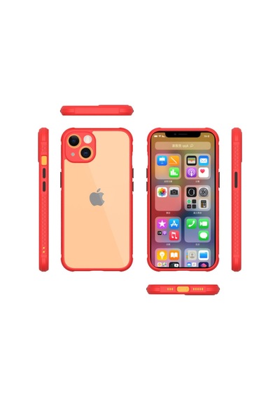 Apple iPhone Uyumlu - 13 Mini Kılıf Miami Şeffaf Silikon - Kırmızı