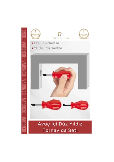 Tornavida Profesyonel Ev Tipi Dayanıklı Çelik Uçlu Ergonomik Saplı Pratik Onarım Düz Yıldız 2'li To