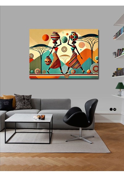 Kanvas Tablo Retro Afrikalı Kadın Çizimi 100cmx140cm