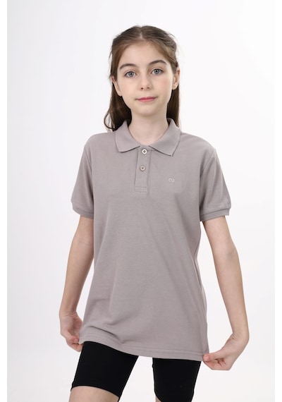 Toontoy Kids Toontoy Unisex Polo Yaka Düğmeli Uzun Kısa Tişört Kahverengi