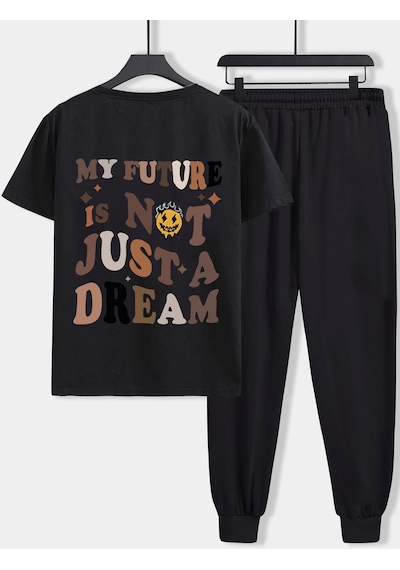 Uyguntarz Unisex Is Not Just 2'li Eşofman Takımı Siyah