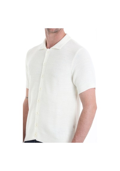 Hatemoğlu Regular Fit Düz Düğmeli Kısa Kollu Triko Hırka 34162024c001 048 - Ekru